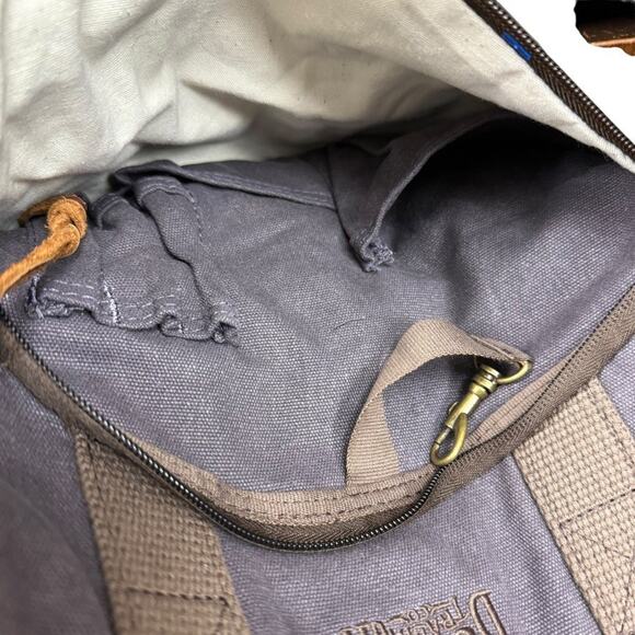 Duluth Trading Gray Brown Canvas Double Handle Bag Tote Shoulder Handbag Travel - Picture 14 of 16